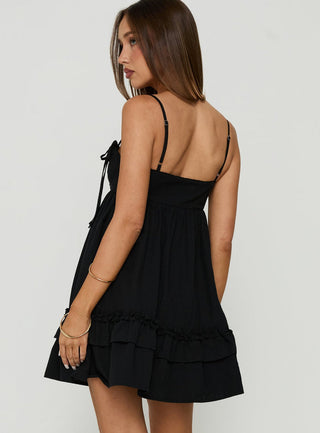 Enhancement Babydoll Mini Dress Black
