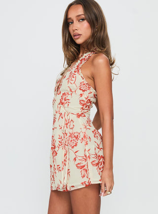 Taija Wrap Mini Dress Orange  Cream Floral