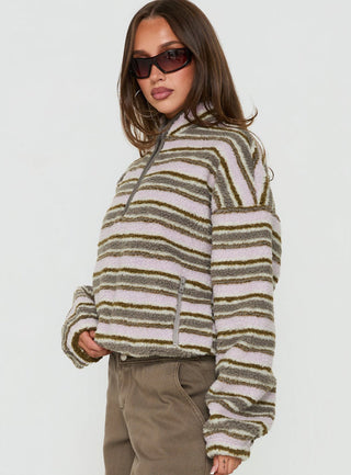 Quinee Polar Fleece Sweatshirt Pink Multi