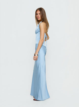 In A Trance Halter Corset Maxi Dress Blue