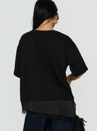 Dalarie Layered Lace Oversized Tee Black