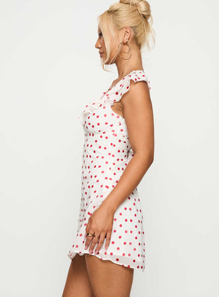 I Guess So Mini Dress White  Burgundy