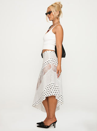 Rennar Maxi Skirt White  Polka Dot