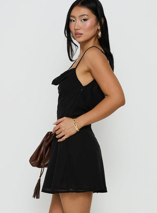 Adelayde Cowl Neck Bra Mini Dress Black