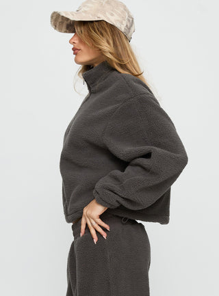 Siberia Fleece Zip Up Jumper Charcoal