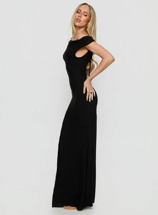 Corlee Draped Tie Back Maxi Dress Black