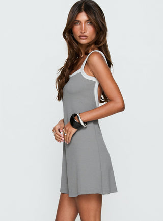 Toree Scoop Back Mini Dress Grey  White