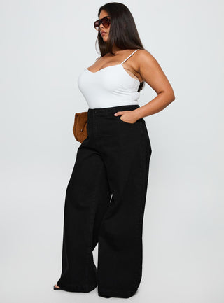 Goldie High Rise Wide Leg Jeans True Black Curve