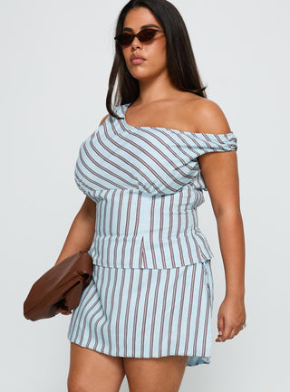 Gulliver Tie Side Mini Skort Blue  Maroon Stripe Curve