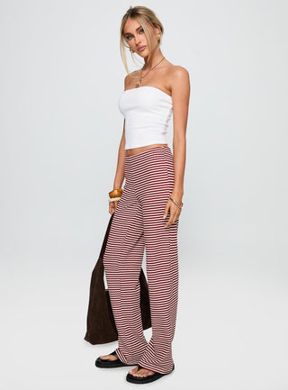 Next To Me Lounge Pant Red  White Stripe