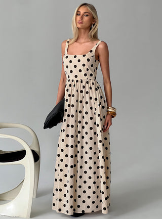 Cartmel Maxi Dress Cream  Polka Dot