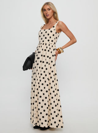 Cartmel Maxi Dress Cream  Polka Dot