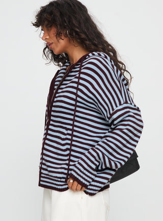 Brienna Zip Jacket Burgundy  Blue Stripe