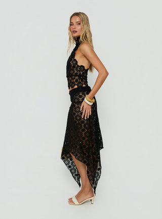 Trophy Sheer Midi Skirt Black