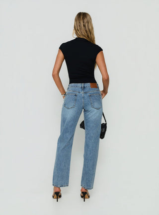 Fedela Mid Rise Tapered Jeans Light Vintage Blue