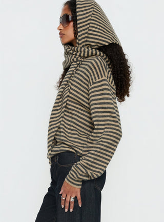Olsen Scarf Detail Long Sleeve Sweater Multi