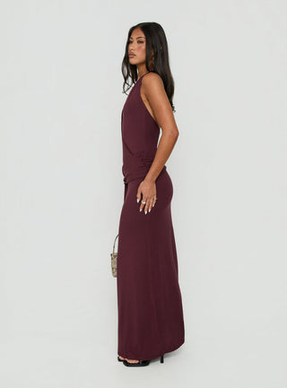 So Major Draped A-Line Maxi Dress Plum