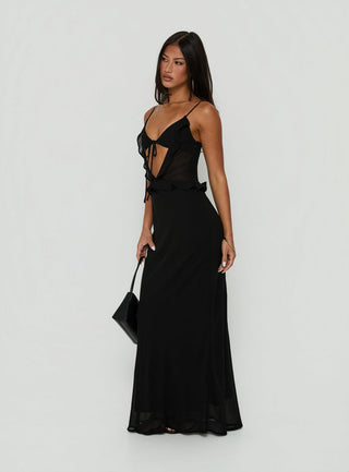 Isamia Frill Cutout Maxi Dress Black