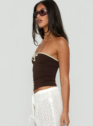 Mersey Strapless Ring Detail Top Chocolate / Cream