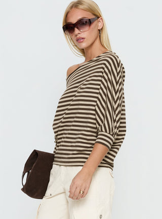 Keyes 34 Sleeve Off Shoulder Top Multi Stripe