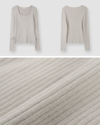 Side Ribbon Slim Square Knit - 4 Colors