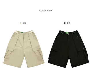 Wide Cargo Bermuda Pants - 2 colors