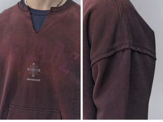 [Monterest] Washed Split-Neck Graphic Sweatshirt