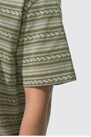 [Monterest] Cotton Totem Stripe Embroidered Tee
