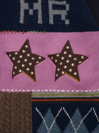 [Moromoro] Multi Pattern Patchwork Knit Set