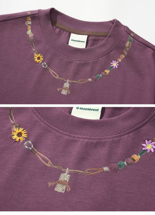 [Monterest] Necklace Print Embroidered Relaxed Tee