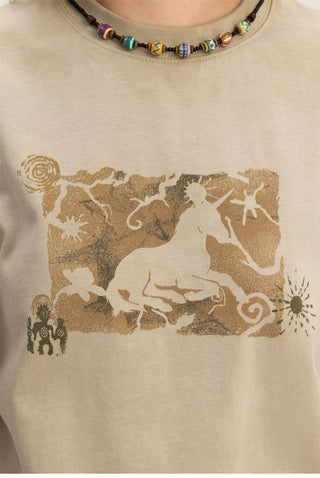[Monterest] Unicorn Print Washed Cotton T-Shirt