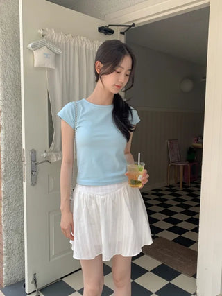 Elastic shirred mini skirt