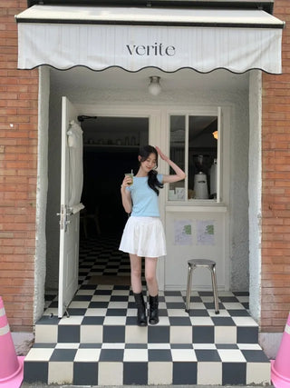 Elastic shirred mini skirt