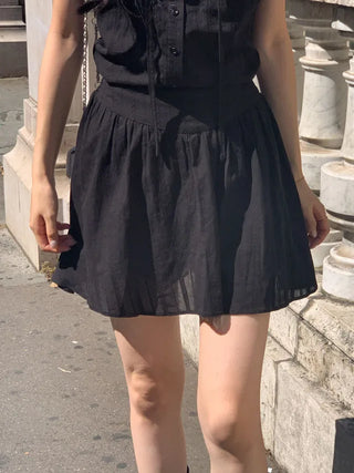 Elastic shirred mini skirt