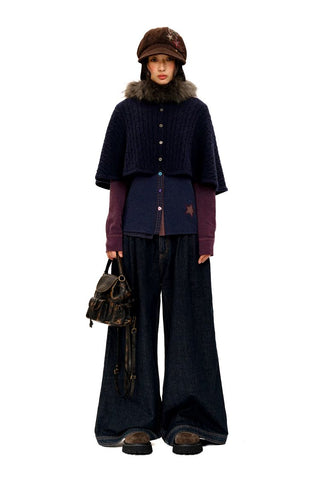[Moromoro2] Frayed Waistband Wide Leg Jeans