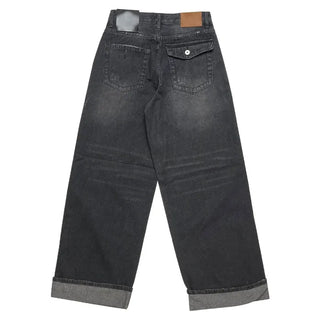 (3 colors) Roll-up denim pants