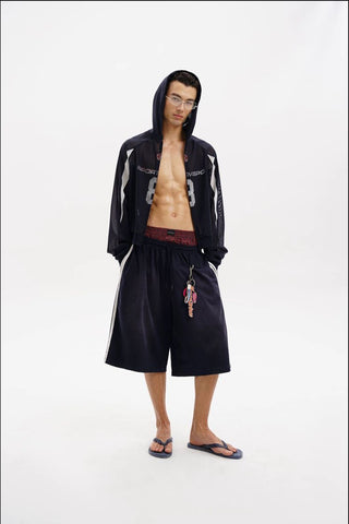 [MASONPRINCE] Side Stripe Wide Leg Bermuda Shorts