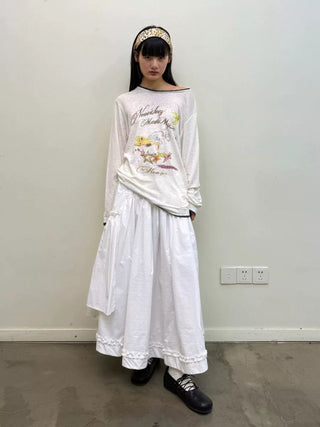 [NEVERSEEZ] Asymmetric Pocket A-Line Pleated Skirt