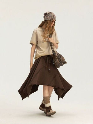 [Monterest] A-Line Patchwork Sweat Skirt