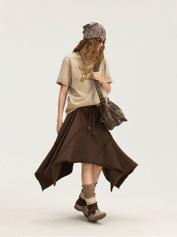 [Monterest] A-Line Patchwork Sweat Skirt