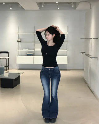 (3 colors) Washed Bootcut Denim Pants