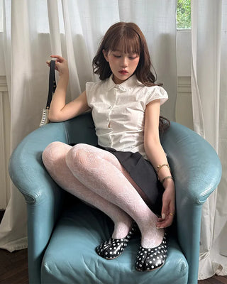 [1st Re-release] (ORIGINAL) Lace Ribbon Slim Blouse