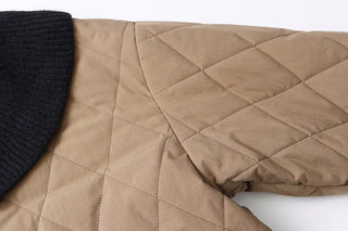 Wide Collar Diamond Quilted Jacket