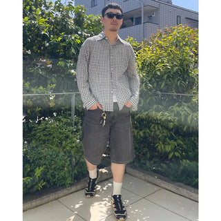 Unisex seersucker check shirt