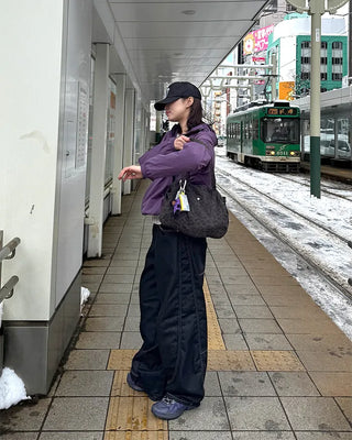 (Unisex) Color-block balloon denim pants