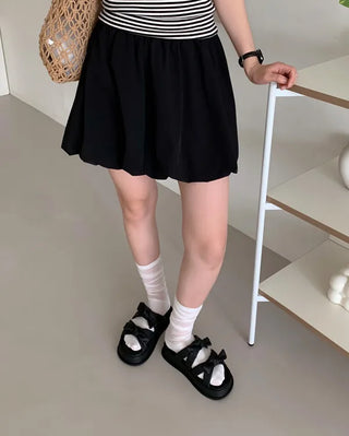 Ribbon cushion platform mesh sandals