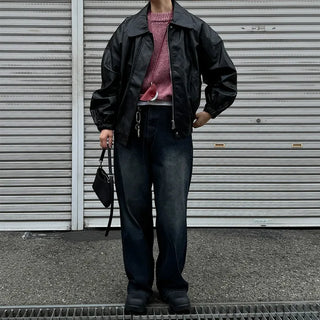 Striped ribbed denim pants