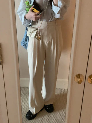[6 colors] Pleated wide-leg slacks