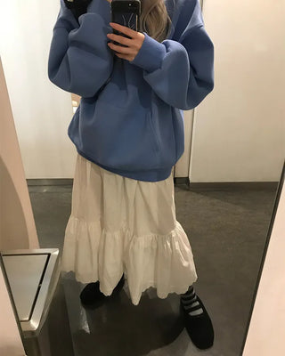 Lace frill long skirt