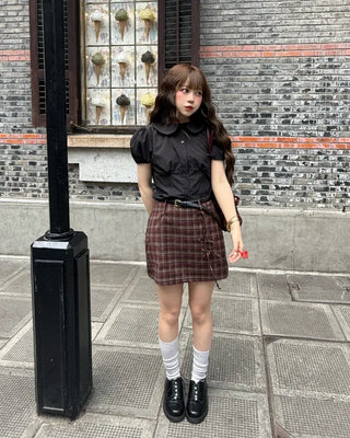 [1st Re-release] (ORIGINAL) Check A-line Mini Skirt